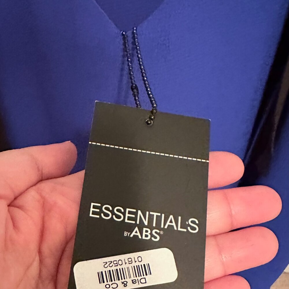 Essentials by ABS V-neck blouse, Blue with Black Detail, 1X